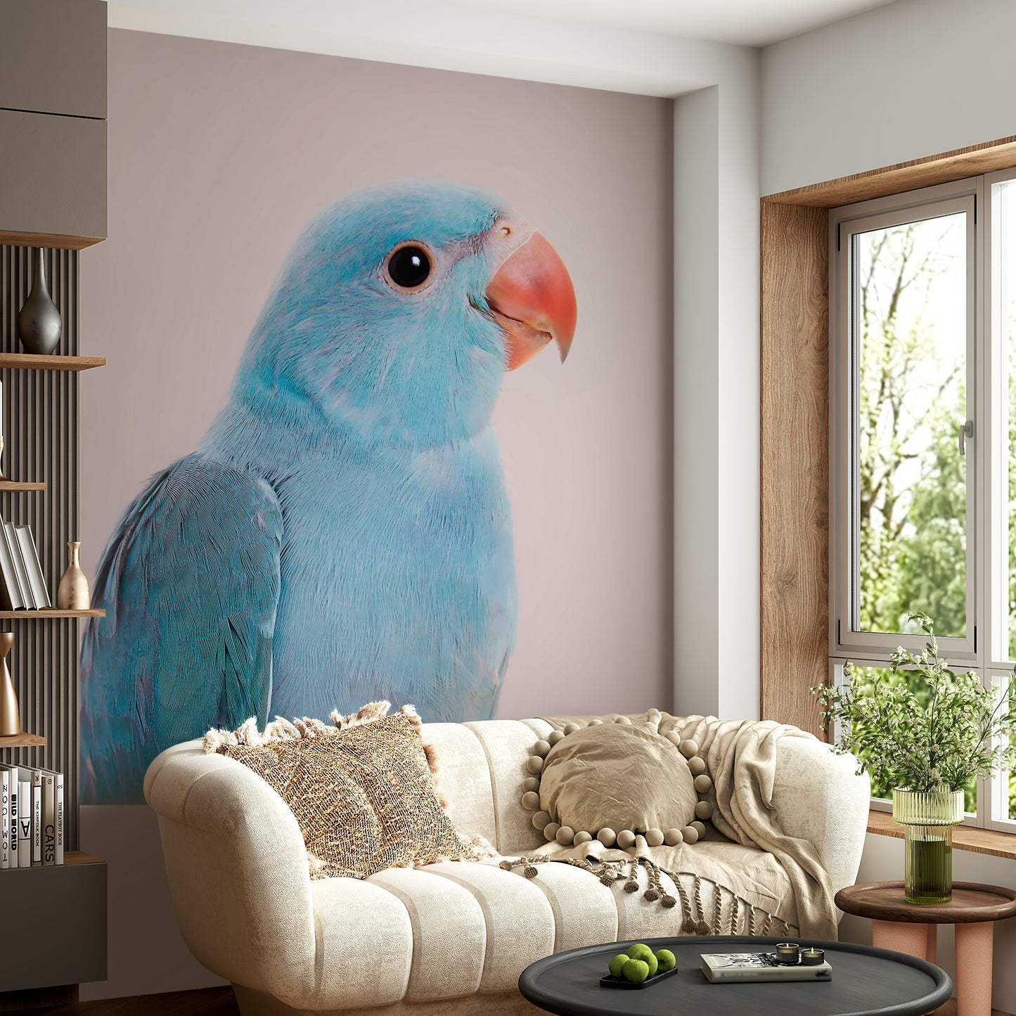 Nature-inspired lovebird mural for nursery or bedroom


