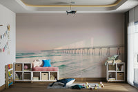 Warm sunset wall mural for calming interiors

