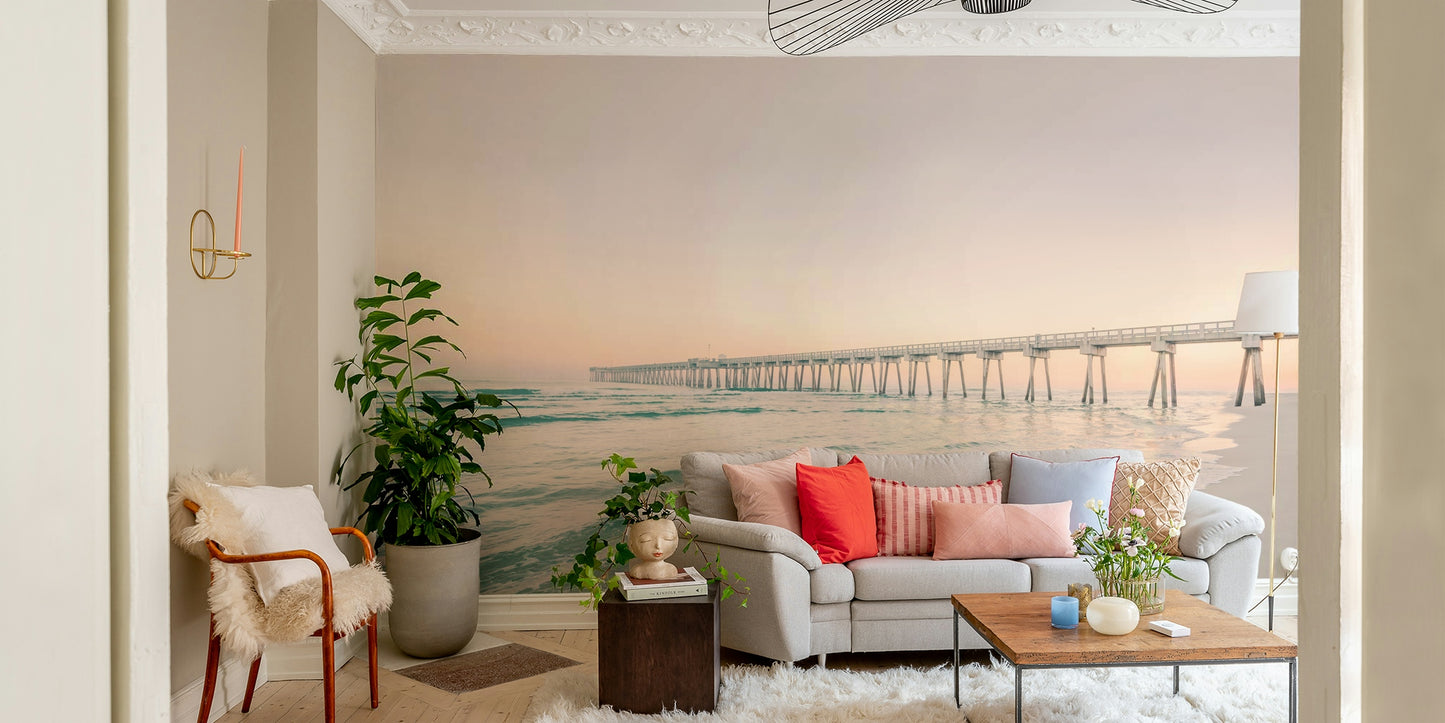 Soft sunset mural with calm coastal vibe


