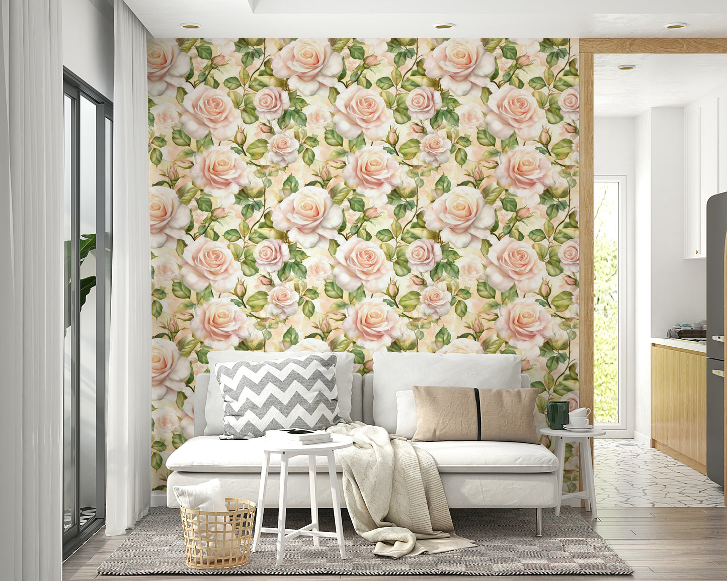 Beautiful rose wallpaper bringing nature’s splendor indoors.

