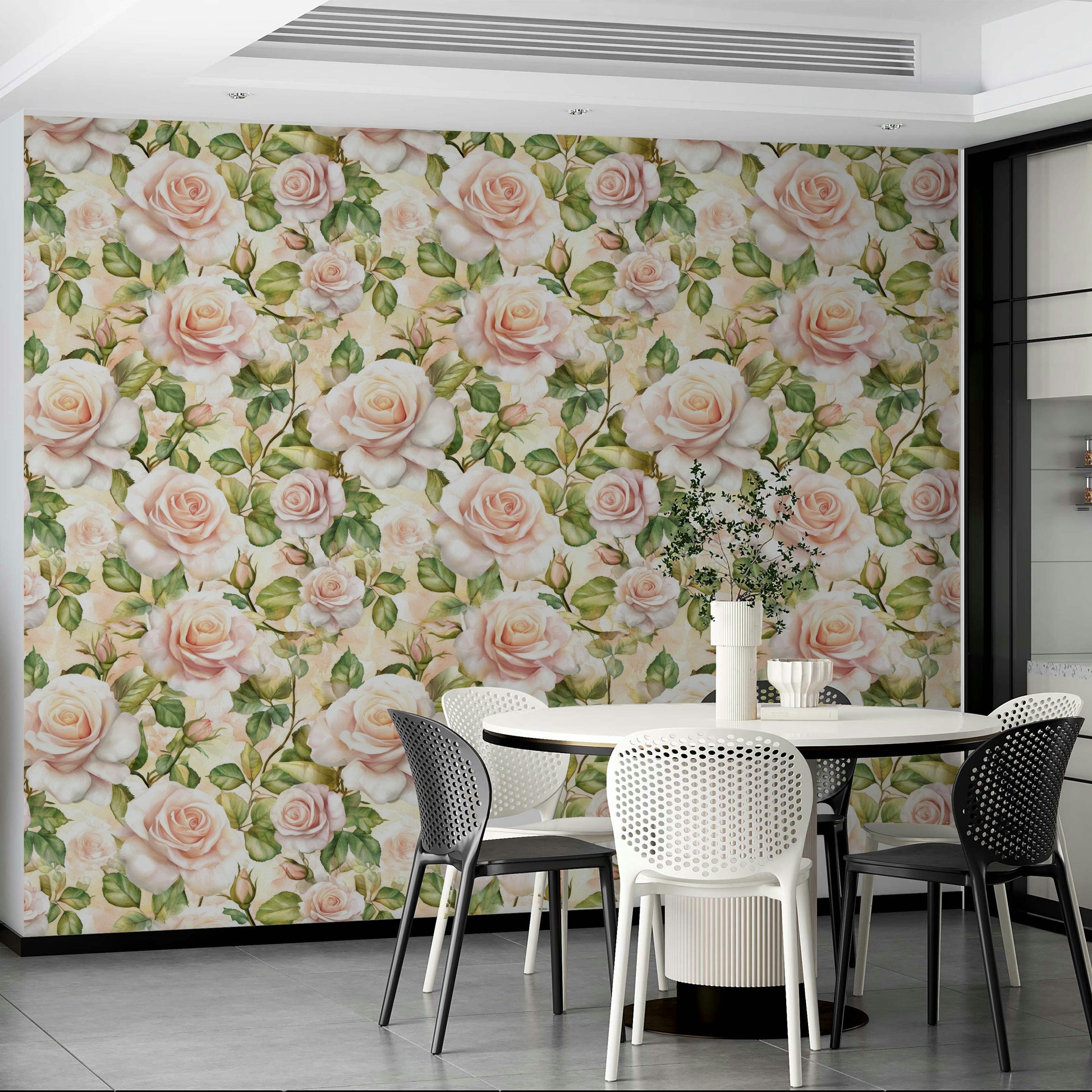 Soft and vibrant rose wallpaper mural for a serene room ambiance.

