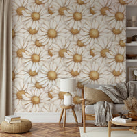 Golden Daisy Poetry wallpaper for a sophisticated and calm space.

