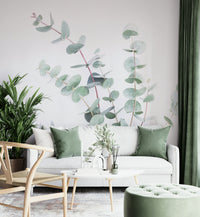 Wall mural with airy botanical line art

