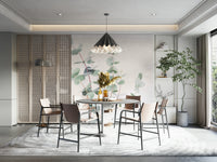 Botanical I wall mural with hand-drawn leaves

