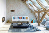 Cream wallpaper with timeless ogee motif

