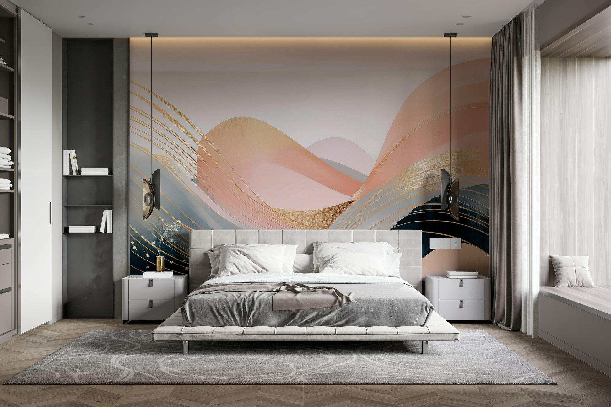 Dreamtime Waves mural for living room or nursery

