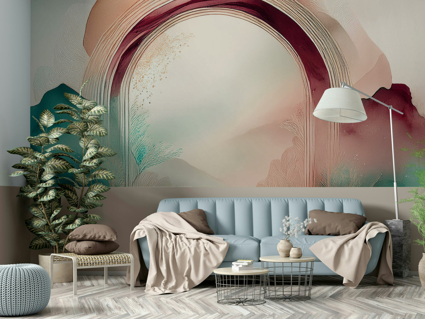 Teal Dream Portal wall mural bringing a serene, peaceful vibe to your room.

