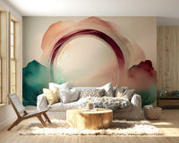 Soft teal hues and mystical portal design for a relaxing room ambiance.

