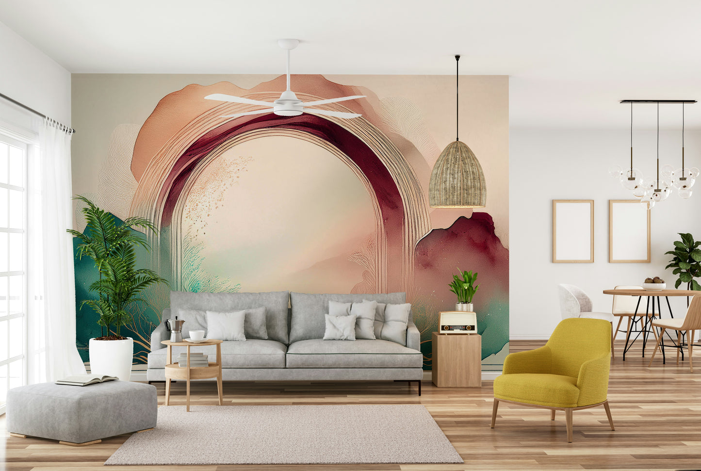 Teal Dream Portal mural creating a calming, dreamlike atmosphere in your space.

