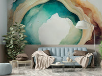 Teal Dream Cave Wall Mural with calming teal and cave-like textures.

