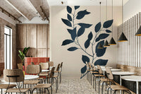 Modern botanical silhouette mural wallpaper for a stylish room.

