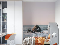Soft beach tones in the Coastal Heart wall mural for relaxation.

