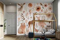Gentle Wild Haven Wall Mural featuring peaceful wild animals.

