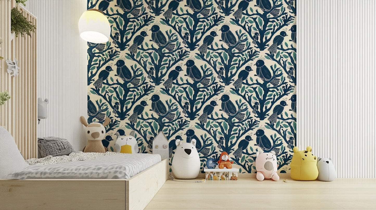 Enchanted Aviary wall art with perched songbirds

