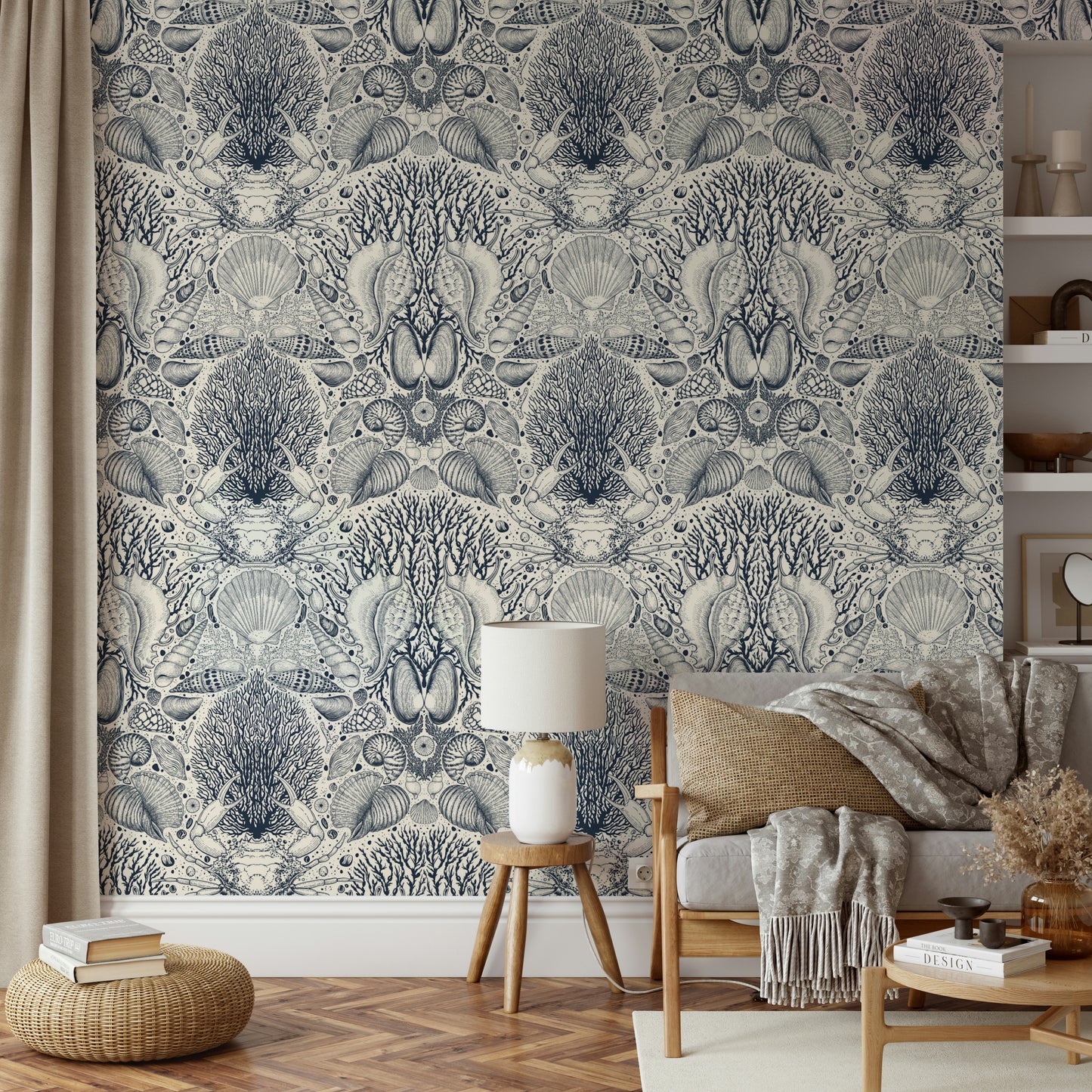 Botanical ocean wallpaper featuring marine life

