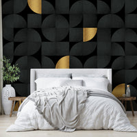 Elegant mid-century design wallpaper with gold accents

