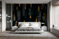 Sophisticated urban spires in black and charcoal wall mural

