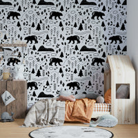 Outdoor-inspired wallpaper for walls with hiking theme.

