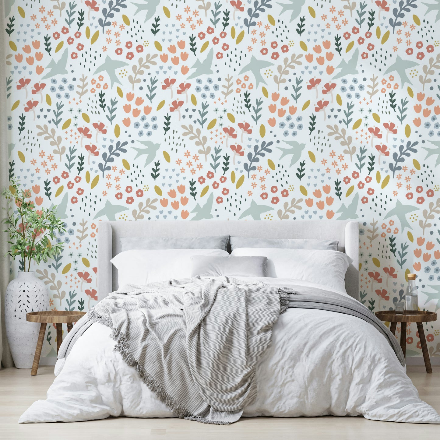 Bellbird Springtime Floral Wallpaper to bring nature indoors.

