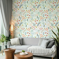 Uplifting floral wallpaper perfect for creating a cheerful room.

