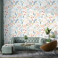Bright floral design wallpaper for walls in spring-inspired hues.

