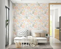 Soft floral pattern wallpaper for serene room designs.

