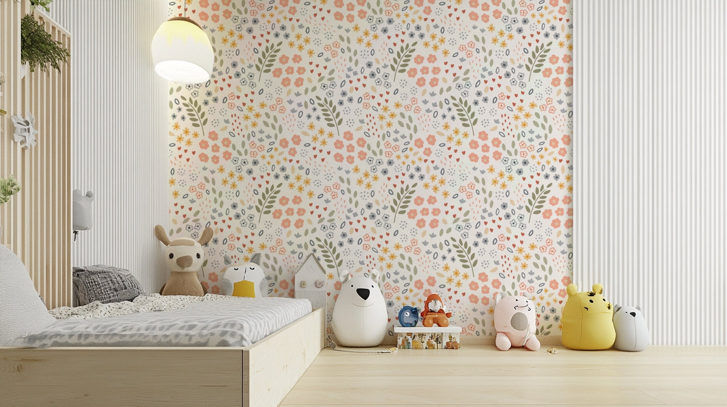 Elegant floral wallpaper perfect for a peaceful room.


