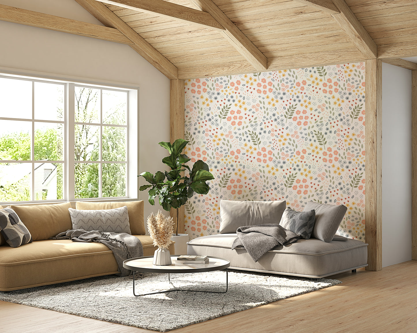 Floral wallpaper with soft tones for tranquil rooms.

