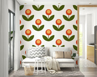 Vintage-inspired Mid-Century Modern Blooms wallpaper.

