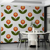 Mid-Century Modern Blooms wallpaper for vibrant spaces.

