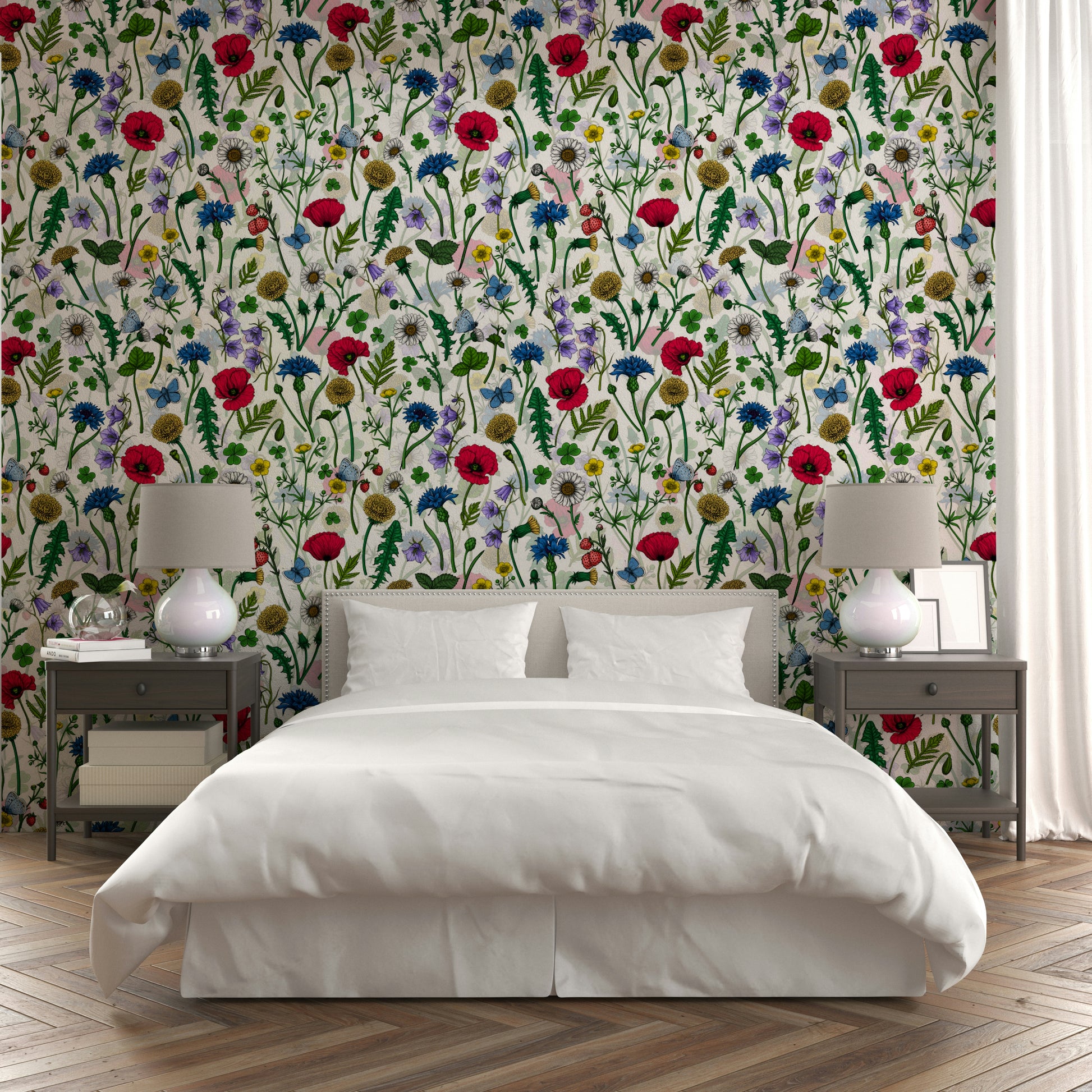 Peaceful summer meadow wallpaper for natural room decor

