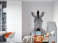 Bubble gum zebra mural for a fun, eye-catching room design.

