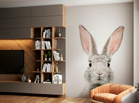 Cute bunny mural creating a light and whimsical atmosphere.

