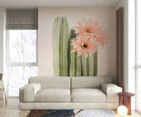 Lush blooming cactus wall mural for a nature-inspired living space.

