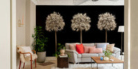 Minimalist allium flower wall mural for a clean, bold aesthetic.

