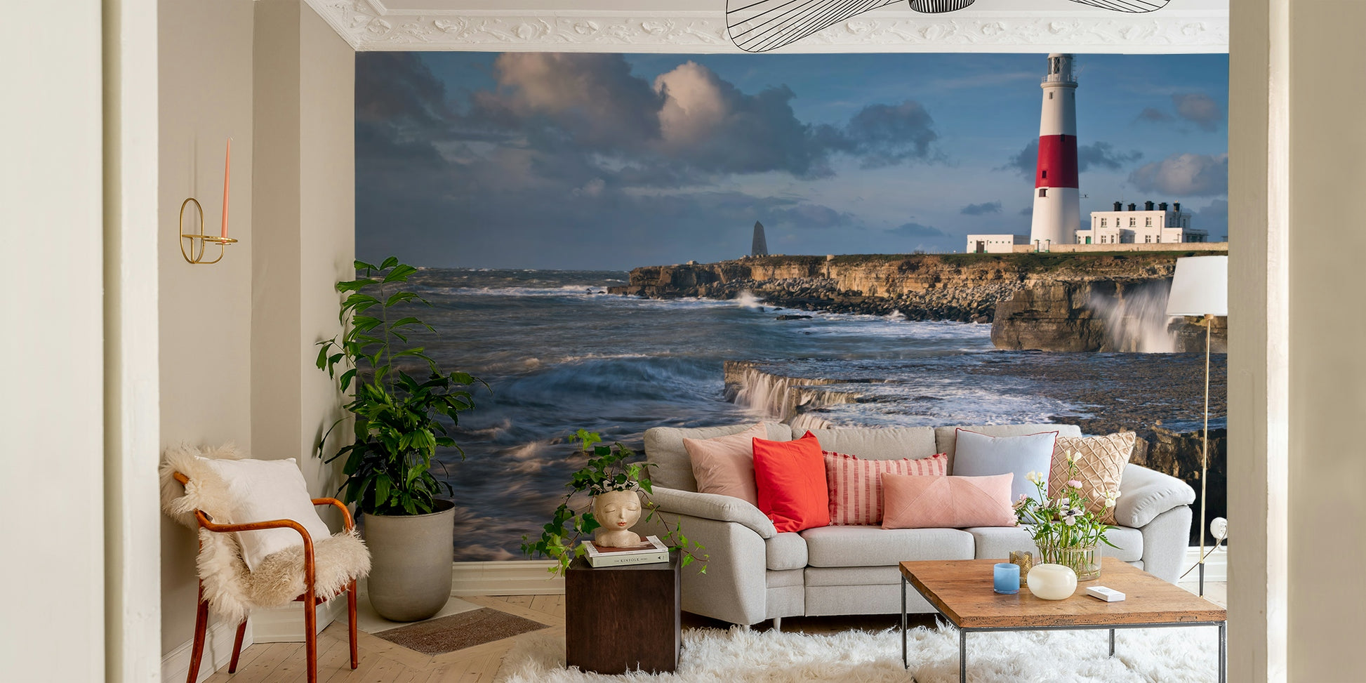 Portland Bill lighthouse mural for adding adventure and elegance to your decor.

