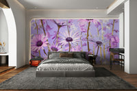 Botanical Reverie Wall Mural with vibrant plants and leaves.

