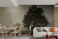 Nature-inspired solitary tree mural for a peaceful home atmosphere.

