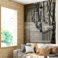 Paris Montmartre stairway wallpaper for creating a nostalgic room.

