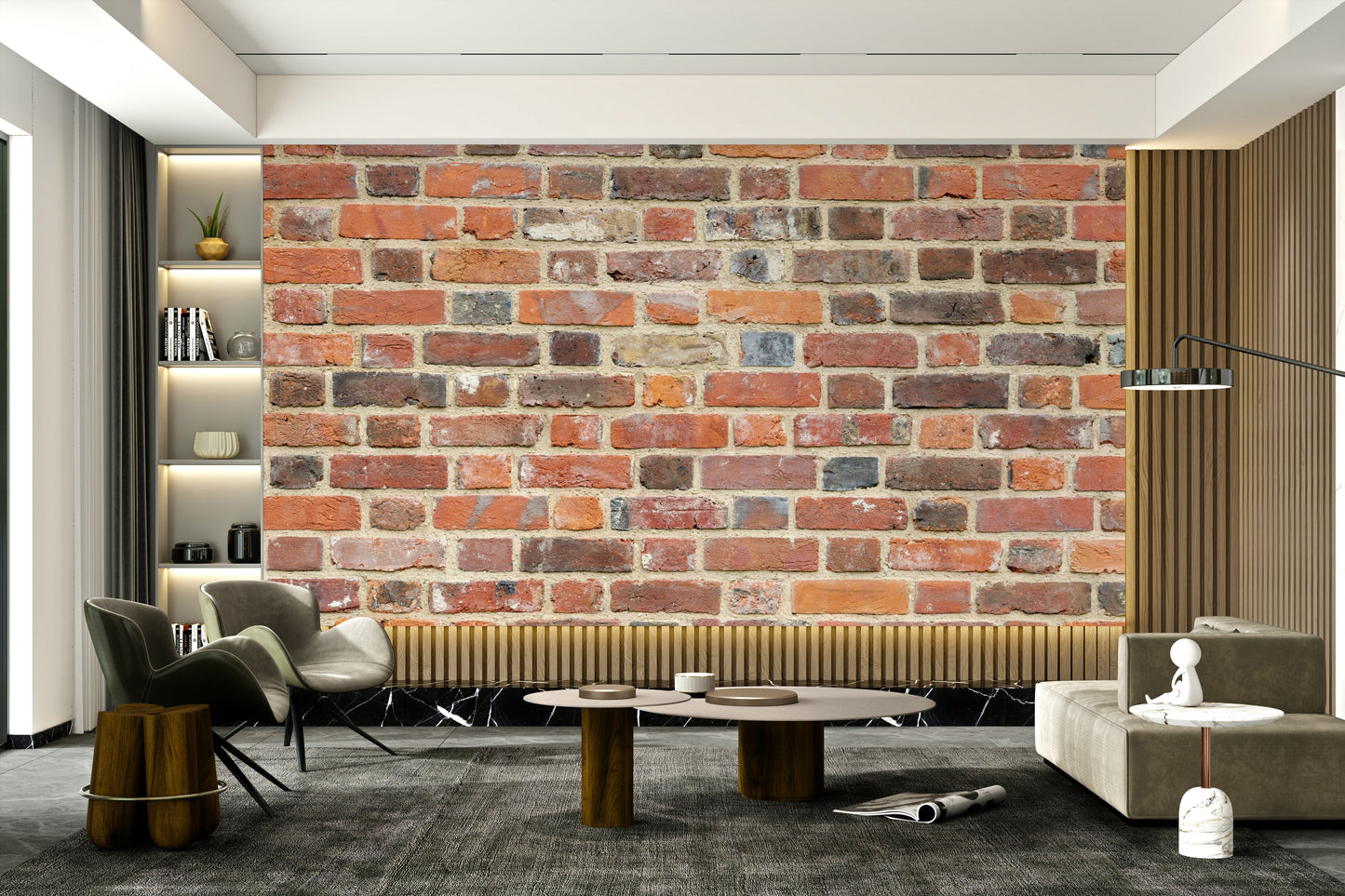 Exposed brick texture wallpaper for a modern rustic vibe.

