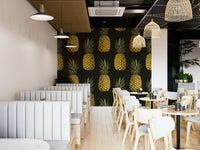 Statement-making golden pineapples wallpaper for lively interiors

