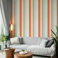 Soft striped wallpaper in summer-inspired hues

