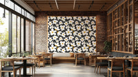 Moody floral design with white daisies wallpaper

