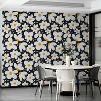 Contemporary midnight daisy floral wallpaper

