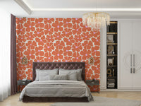 Bright and airy coral floral wallpaper design

