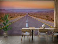 Long Highway Wall Mural showing a vast, open road in the desert.

