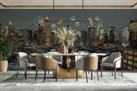 Capture the bold essence of New York’s nighttime skyline in this mural.

