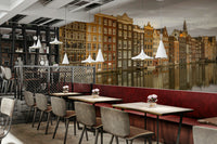 Picturesque Houses Wall Mural with charming canal-side buildings.

