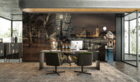 London Nightscape: Thames Serenity Wall Mural with glowing city lights.

