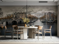 Soft-lit Amsterdam canal wallpaper for walls

